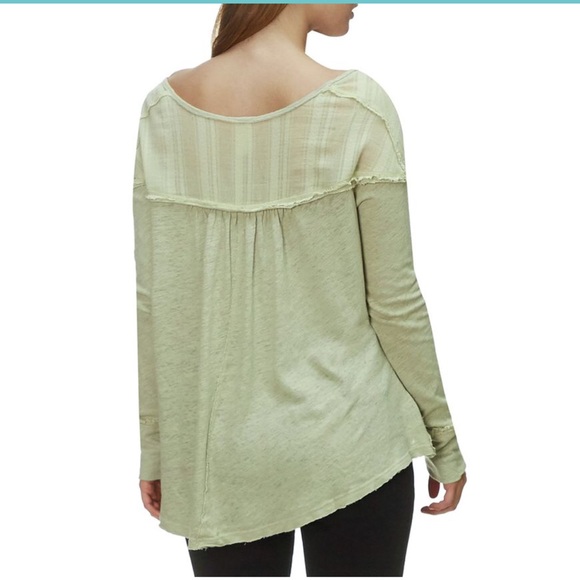 Free People Down Under Henley Top in Washed Army - Picture 2 of 7